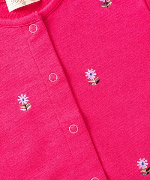trois lapins kp（トロワラパンケーピー）の「お花刺しゅうの裏毛カーディガン(100-130cm)（カーディガン/ボレロ・キッズ・レッド/オートミール/ライム・130cm/110cm/100cm/120cm）」の4枚目の写真