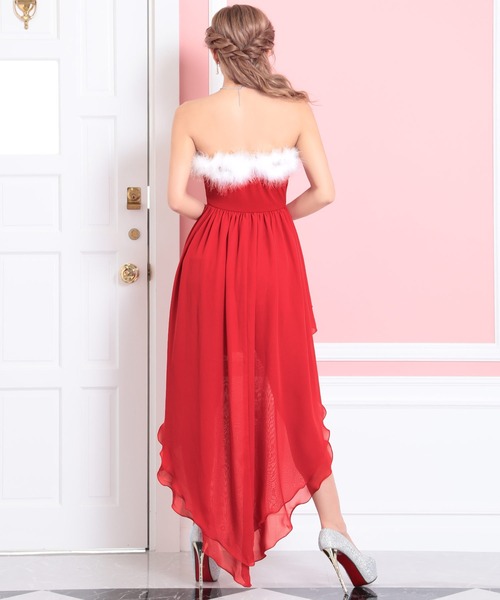 Tika(ティカ)の「サンタ コスプレ ファー ビジュー ベアトップ フィッシュテール ロング ワンピース 2点セット セクシー クリスマス コスチューム サンタコス(コスチューム/パーティーグッズ・レディース・レッド・S/M/L/XL)」の7枚目の写真