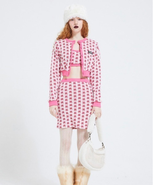 CRANK(クランク)の「【CRANK/クランク】FLOWER KNIT SKIRT/花柄スカート ニットスカート ミニスカート(スカート・レディース・ブラック/ピンク・ONE SIZE)」の13枚目の写真
