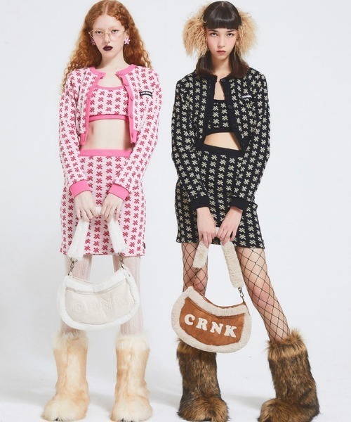 CRANK(クランク)の「【CRANK/クランク】FLOWER KNIT SKIRT/花柄スカート ニットスカート ミニスカート(スカート・レディース・ブラック/ピンク・ONE SIZE)」の10枚目の写真