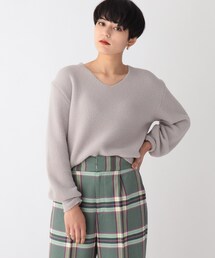 ◆ミニナイロンフェザーVネックニット【WEB限定サイズ】