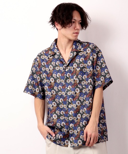POWER TO THE PEOPLE（パワートゥーザピープル）の「【POWER TO THE PEOPLE】総柄プリント開襟シャツ（シャツ/ブラウス・メンズ・ネイビー/ブルー/マルチ/ブラック・LL/M/L）」の2枚目の写真
