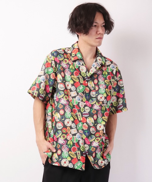 POWER TO THE PEOPLE（パワートゥーザピープル）の「【POWER TO THE PEOPLE】総柄プリント開襟シャツ（シャツ/ブラウス・メンズ・ネイビー/ブルー/マルチ/ブラック・LL/M/L）」の4枚目の写真