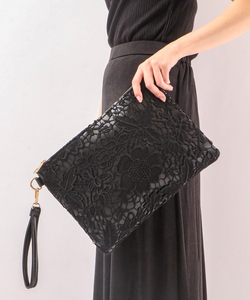 BLACK JACKALL CROWN(ブラックジャッカルクラウン)の「BLACK JACKALL CROWN レース 2WAY クラッチバッグ スクエアショルダー(クラッチバッグ・レディース・ブラック・FREE)」の10枚目の写真