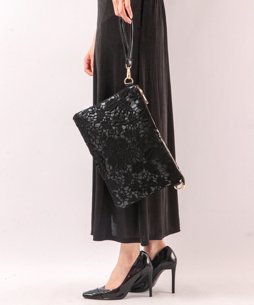 BLACK JACKALL CROWN(ブラックジャッカルクラウン)の「BLACK JACKALL CROWN レース 2WAY クラッチバッグ スクエアショルダー(クラッチバッグ・レディース・ブラック・FREE)」の15枚目の写真