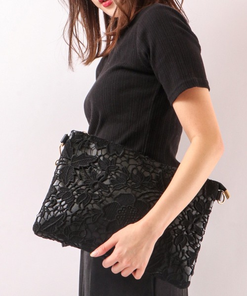 BLACK JACKALL CROWN(ブラックジャッカルクラウン)の「BLACK JACKALL CROWN レース 2WAY クラッチバッグ スクエアショルダー(クラッチバッグ・レディース・ブラック・FREE)」の18枚目の写真