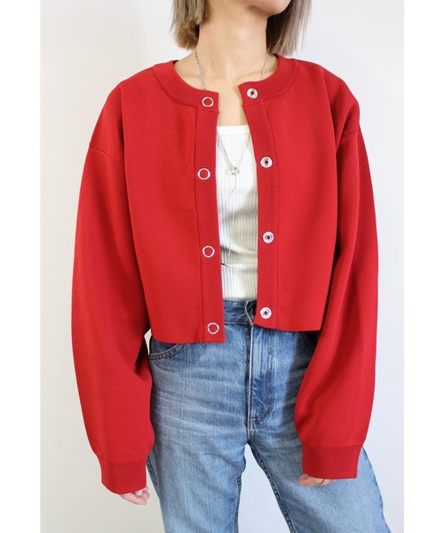 MLI'A（エムリア）の「スナップボタンニットカーディガン（カーディガン/ボレロ・レディース・グリーン/アイボリー/イエロー/レッド/ライトグリーン/サックスブルー/ピンク/ブラック・M）」の8枚目の写真