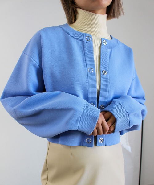 MLI'A（エムリア）の「スナップボタンニットカーディガン（カーディガン/ボレロ・レディース・グリーン/アイボリー/イエロー/レッド/ライトグリーン/サックスブルー/ピンク/ブラック・M）」の5枚目の写真