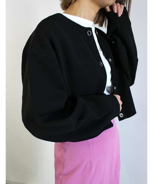 MLI'A（エムリア）の「スナップボタンニットカーディガン（カーディガン/ボレロ・レディース・グリーン/アイボリー/イエロー/レッド/ライトグリーン/サックスブルー/ピンク/ブラック・M）」の9枚目の写真