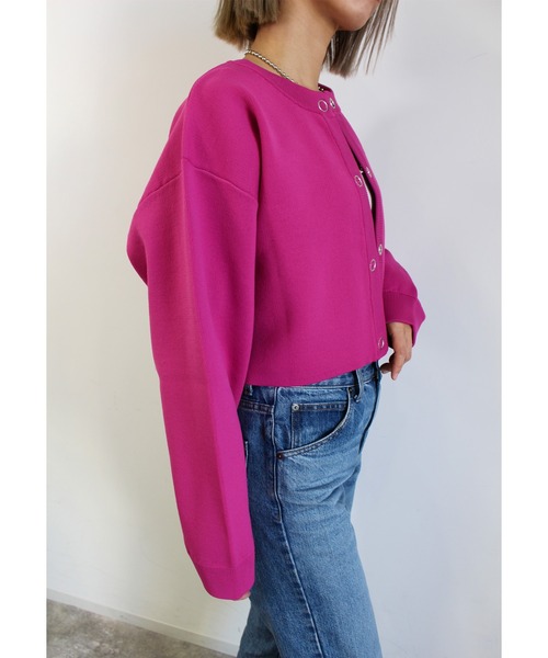 MLI'A（エムリア）の「スナップボタンニットカーディガン（カーディガン/ボレロ・レディース・グリーン/アイボリー/イエロー/レッド/ライトグリーン/サックスブルー/ピンク/ブラック・M）」の19枚目の写真