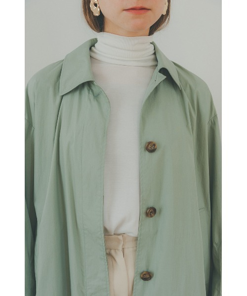 CLANE（クラネ）の「BACK FRILL SINGLE  COAT（トレンチコート・レディース・ミント/アイボリー・2/1）」の8枚目の写真