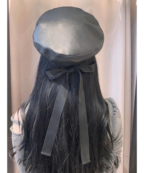 EATME（イートミー）の「エンブロイダリーBACKリボンベレー帽（ハンチング/ベレー帽・レディース・アイボリー/ブラック・FREE）」の4枚目の写真