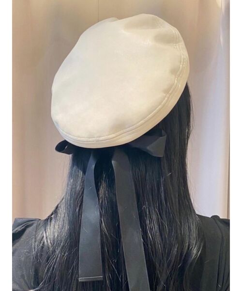 EATME（イートミー）の「エンブロイダリーBACKリボンベレー帽（ハンチング/ベレー帽・レディース・アイボリー/ブラック・FREE）」の3枚目の写真