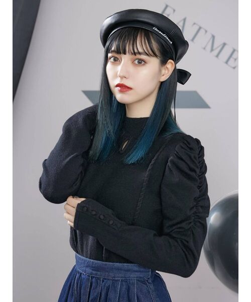 EATME（イートミー）の「エンブロイダリーBACKリボンベレー帽（ハンチング/ベレー帽・レディース・アイボリー/ブラック・FREE）」の6枚目の写真