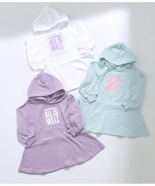 ANAP kids(アナップキッズ)の「ミニ裏毛フレアワンピース(ワンピース・キッズ・ラベンダー/オフホワイト/サックスブルー・110cm/120cm/130cm)」の5枚目の写真