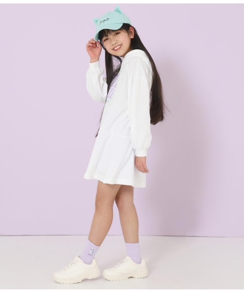 ANAP kids(アナップキッズ)の「ミニ裏毛フレアワンピース(ワンピース・キッズ・ラベンダー/オフホワイト/サックスブルー・110cm/120cm/130cm)」の14枚目の写真