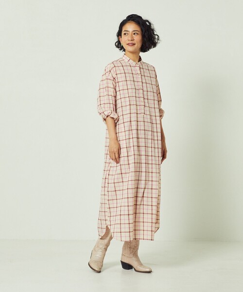 Freada（フリーダ）の「Freada/フリーダ 先染めチェックシャツワンピース（シャツワンピース・レディース・オフホワイト/レッド・ﾌﾘ-）」の16枚目の写真