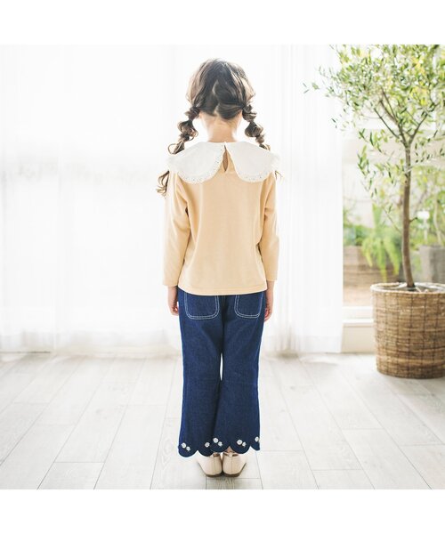 WEB限定 裾刺繍スカラップデニムパンツ（デニムパンツ）｜apres les