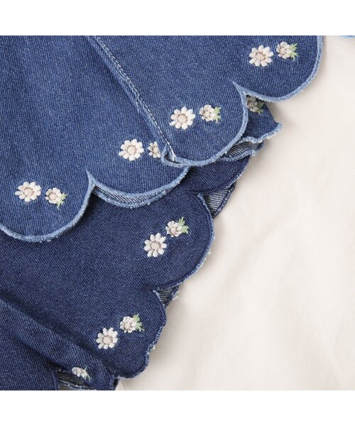 apres les cours（アプレレクール）の「WEB限定 裾刺繍スカラップデニムパンツ（デニムパンツ・キッズ・ネイビー/ブルー・90/100/110/120/130/140）」の9枚目の写真