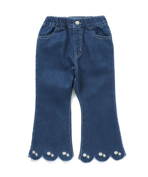 apres les cours（アプレレクール）の「WEB限定 裾刺繍スカラップデニムパンツ（デニムパンツ・キッズ・ネイビー/ブルー・90/100/110/120/130/140）」の10枚目の写真
