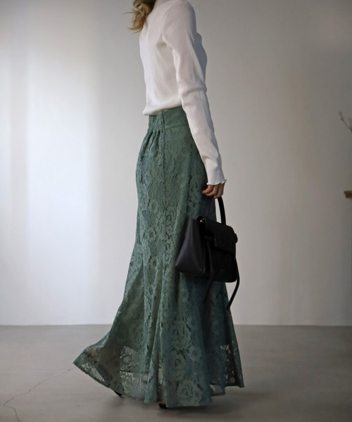 UNFIELD（アンフィールド）の「【UNFIELD】 レースマーメイドスカート（スカート・レディース・ベージュ/グリーン・FREE）」の14枚目の写真
