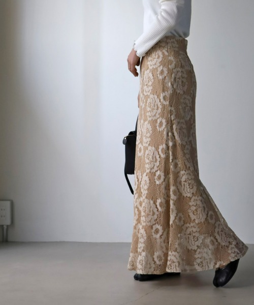 UNFIELD（アンフィールド）の「【UNFIELD】 レースマーメイドスカート（スカート・レディース・ベージュ/グリーン・FREE）」の4枚目の写真