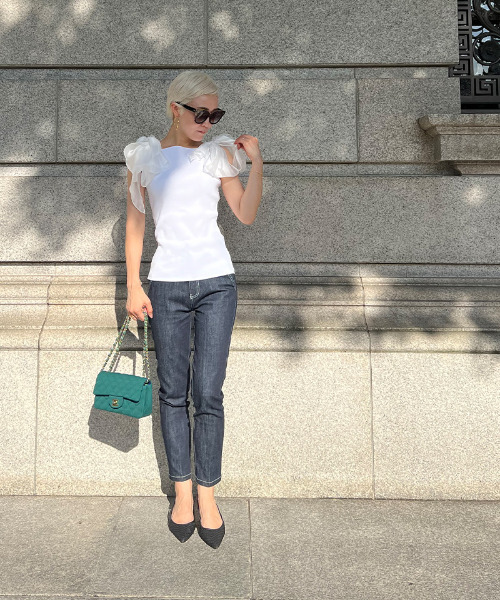 JENNE(ジェンヌ)の「リボン付き 2wayノースリーブニット(ニット/セーター・レディース・ブラック/ホワイト・SMALL/LARGE/MEDIUM)」の17枚目の写真