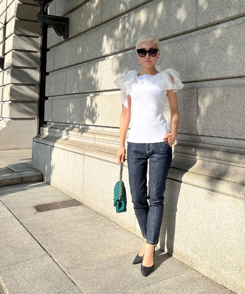 JENNE(ジェンヌ)の「リボン付き 2wayノースリーブニット(ニット/セーター・レディース・ブラック/ホワイト・SMALL/LARGE/MEDIUM)」の18枚目の写真