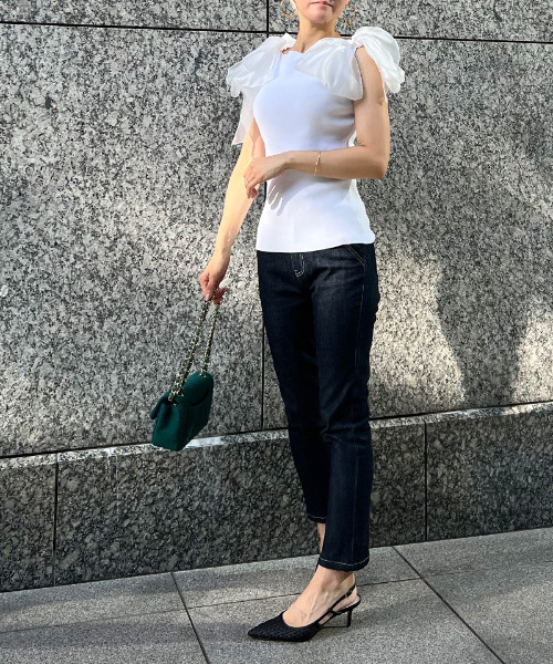 JENNE(ジェンヌ)の「リボン付き 2wayノースリーブニット(ニット/セーター・レディース・ブラック/ホワイト・SMALL/LARGE/MEDIUM)」の22枚目の写真