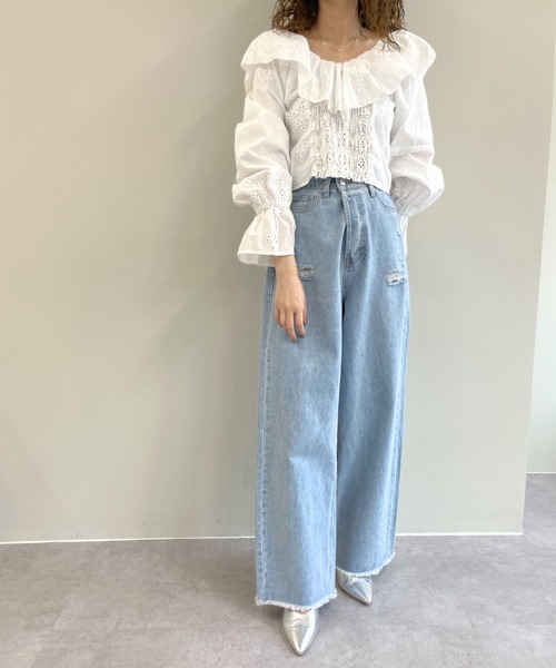 mystic(ミスティック)の「ヴィンテージパネルレースブラウス(シャツ/ブラウス・レディース・オフホワイト/ブラック/ベージュ・FREE)」の10枚目の写真