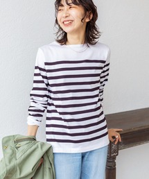 IENA | SUVIN COTTONボーダーコンパクトプルオーバー(Tシャツ/カットソー)