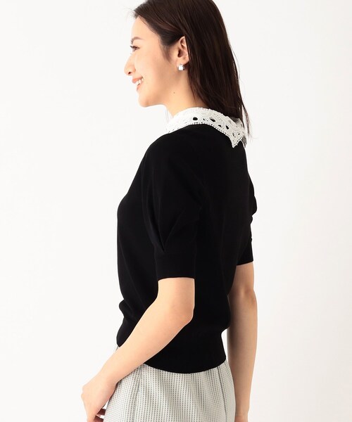 index（インデックス）の「◆2WAYレースカラーニット【WEB限定サイズ】（ニット/セーター・レディース・ホワイト/ブラック/パープル/グレイッシュベージュ・40/38）」の6枚目の写真