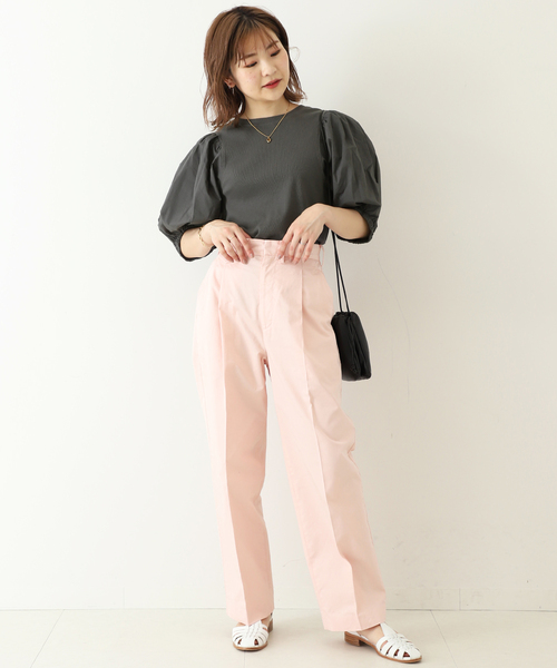 SLOBE IENA（スローブイエナ）の「ドッキングスリーブテレコプルオーバー◆（Tシャツ/カットソー・レディース・ホワイト/オレンジ/グレー・FREE）」の5枚目の写真