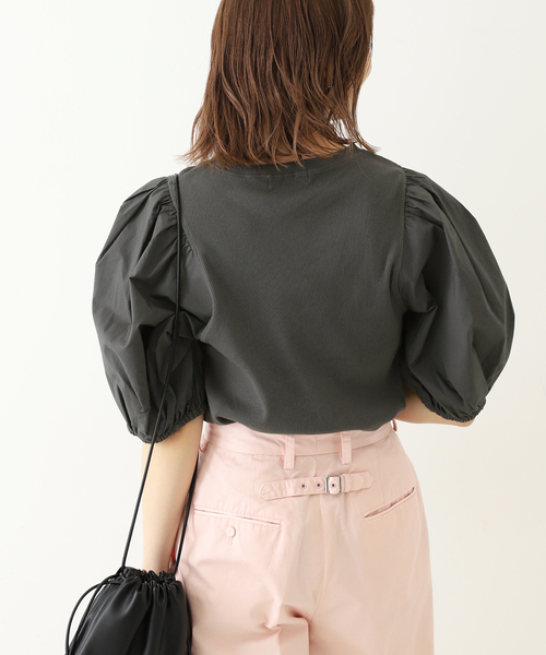 SLOBE IENA（スローブイエナ）の「ドッキングスリーブテレコプルオーバー◆（Tシャツ/カットソー・レディース・ホワイト/オレンジ/グレー・FREE）」の8枚目の写真