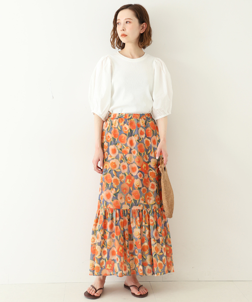 SLOBE IENA（スローブイエナ）の「ドッキングスリーブテレコプルオーバー◆（Tシャツ/カットソー・レディース・ホワイト/オレンジ/グレー・FREE）」の10枚目の写真