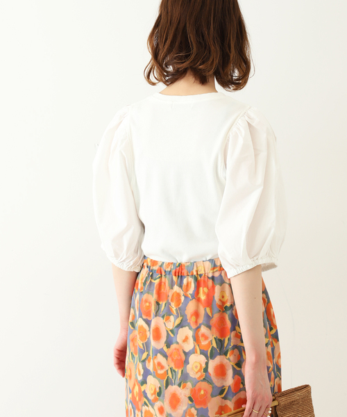SLOBE IENA（スローブイエナ）の「ドッキングスリーブテレコプルオーバー◆（Tシャツ/カットソー・レディース・ホワイト/オレンジ/グレー・FREE）」の15枚目の写真