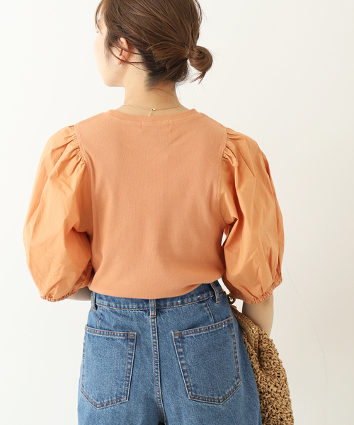 SLOBE IENA（スローブイエナ）の「ドッキングスリーブテレコプルオーバー◆（Tシャツ/カットソー・レディース・ホワイト/オレンジ/グレー・FREE）」の21枚目の写真