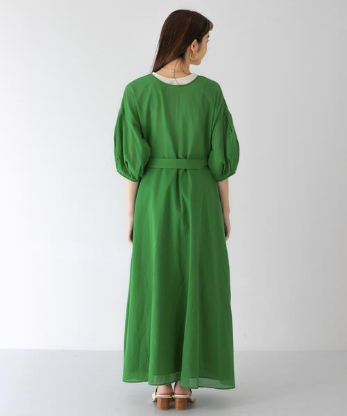 KBF（ケイビーエフ）の「ウエストベルト2WAYカシュクールワンピース（ワンピース・レディース・ブラック/ブラウン/オレンジ/グリーン・ONE）」の13枚目の写真