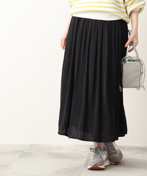 DRESKIP(ドレスキップ)の「◆【洗える】サテンギャザースカート(スカート・レディース・カーキ/ネイビー/レモンイエロー/ホワイト系3/グレー系その他/ホワイト系8・04/02/03)」の5枚目の写真