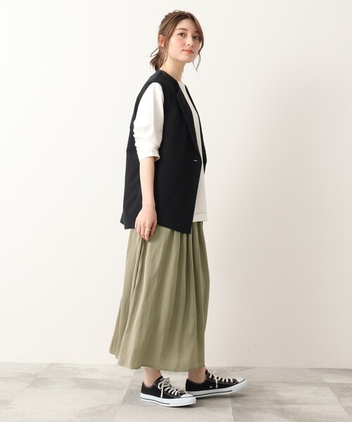 DRESKIP(ドレスキップ)の「◆【洗える】サテンギャザースカート(スカート・レディース・カーキ/ネイビー/レモンイエロー/ホワイト系3/グレー系その他/ホワイト系8・04/02/03)」の8枚目の写真