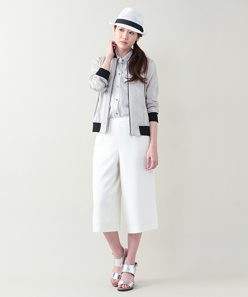 ELFORBR（エルフォーブル）の「テンセルナイロンリブブルゾン（ブルゾン・レディース・カーキオリーブ/ブラック/ベージュ・36/38）」の2枚目の写真