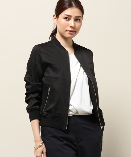 ELFORBR（エルフォーブル）の「テンセルナイロンリブブルゾン（ブルゾン・レディース・カーキオリーブ/ブラック/ベージュ・36/38）」の4枚目の写真