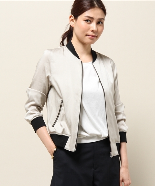 ELFORBR（エルフォーブル）の「テンセルナイロンリブブルゾン（ブルゾン・レディース・カーキオリーブ/ブラック/ベージュ・36/38）」の5枚目の写真