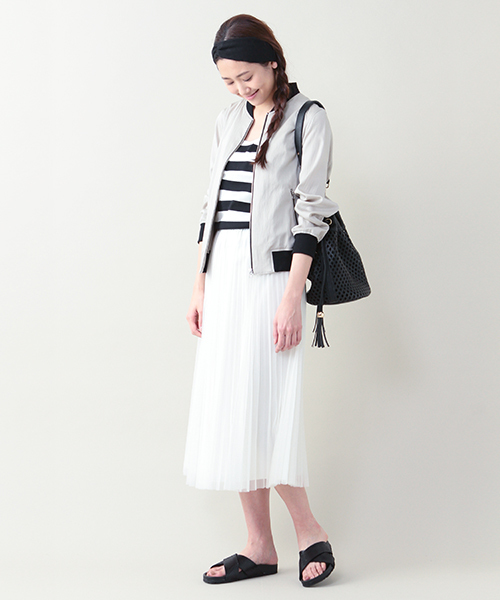 ELFORBR（エルフォーブル）の「テンセルナイロンリブブルゾン（ブルゾン・レディース・カーキオリーブ/ブラック/ベージュ・36/38）」の6枚目の写真