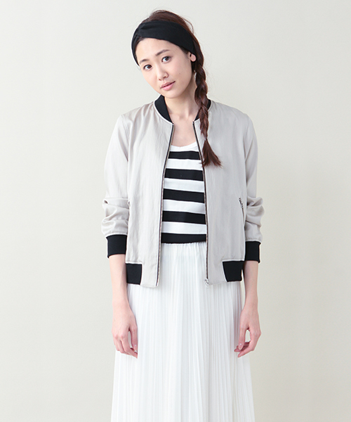 ELFORBR（エルフォーブル）の「テンセルナイロンリブブルゾン（ブルゾン・レディース・カーキオリーブ/ブラック/ベージュ・36/38）」の7枚目の写真