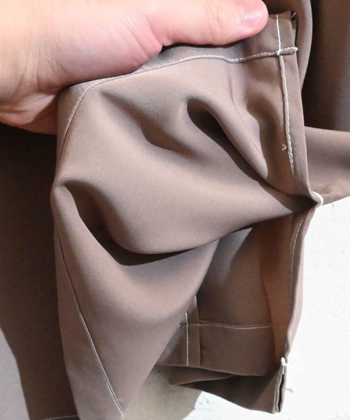 Anytime Songs（エニータイムソングス）の「ポリ無地 ビッグステッチングシャツ（シャツ/ブラウス・メンズ・ホワイト/ブラック/サックスブルー/グリーン/モカ/グレイッシュベージュ・MEDIUM/LARGE）」の11枚目の写真