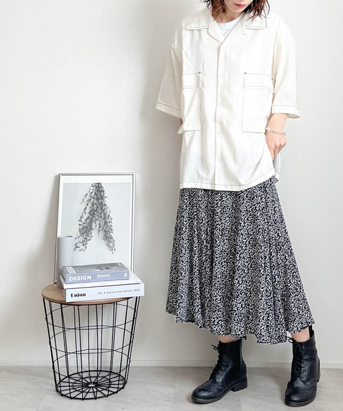 Anytime Songs（エニータイムソングス）の「ポリ無地 ビッグステッチングシャツ（シャツ/ブラウス・メンズ・ホワイト/ブラック/サックスブルー/グリーン/モカ/グレイッシュベージュ・MEDIUM/LARGE）」の15枚目の写真