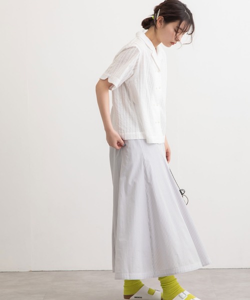 POU DOU DOU(プードゥドゥ)の「エンブロイダリー開襟シャツ(シャツ/ブラウス・レディース・ブラック/オフホワイト/グリーン・3)」の19枚目の写真