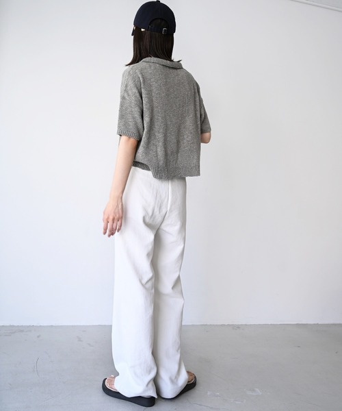 ニット セーター El mar　ペーパー半袖ポロニット レディース CANAL JEAN ニット セーター El mar ペーパー半袖ポロニット