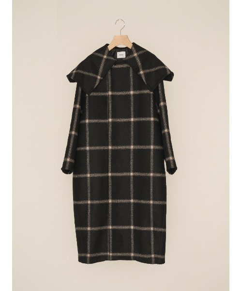 ミースロエ ビックカラーコート リサイクルウール チェック柄 MIESROHE（ミースロエ）の「リサイクルウールビッグカラー